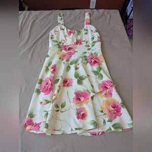 Juniors Floral Sundress - Pink Rose Print